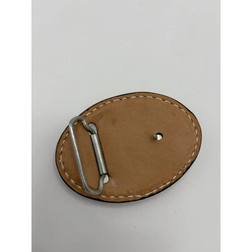 Dyna Systems - stitched‎ company name Vintage western leather Belt Buckle